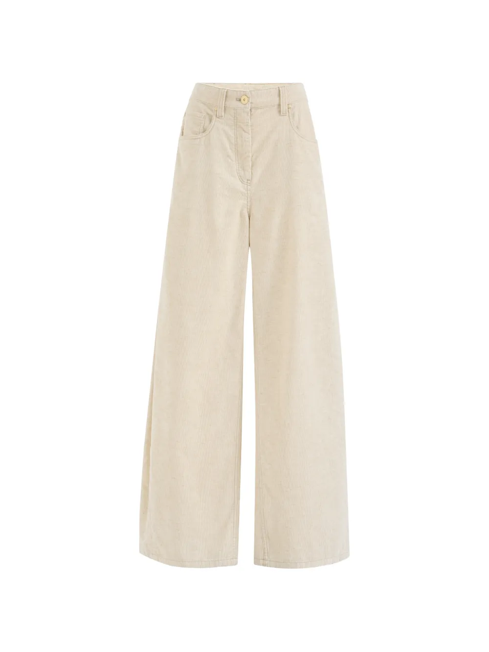 Brunello Cucinelli Ribfluwelen broek met wijde pijpen Beige