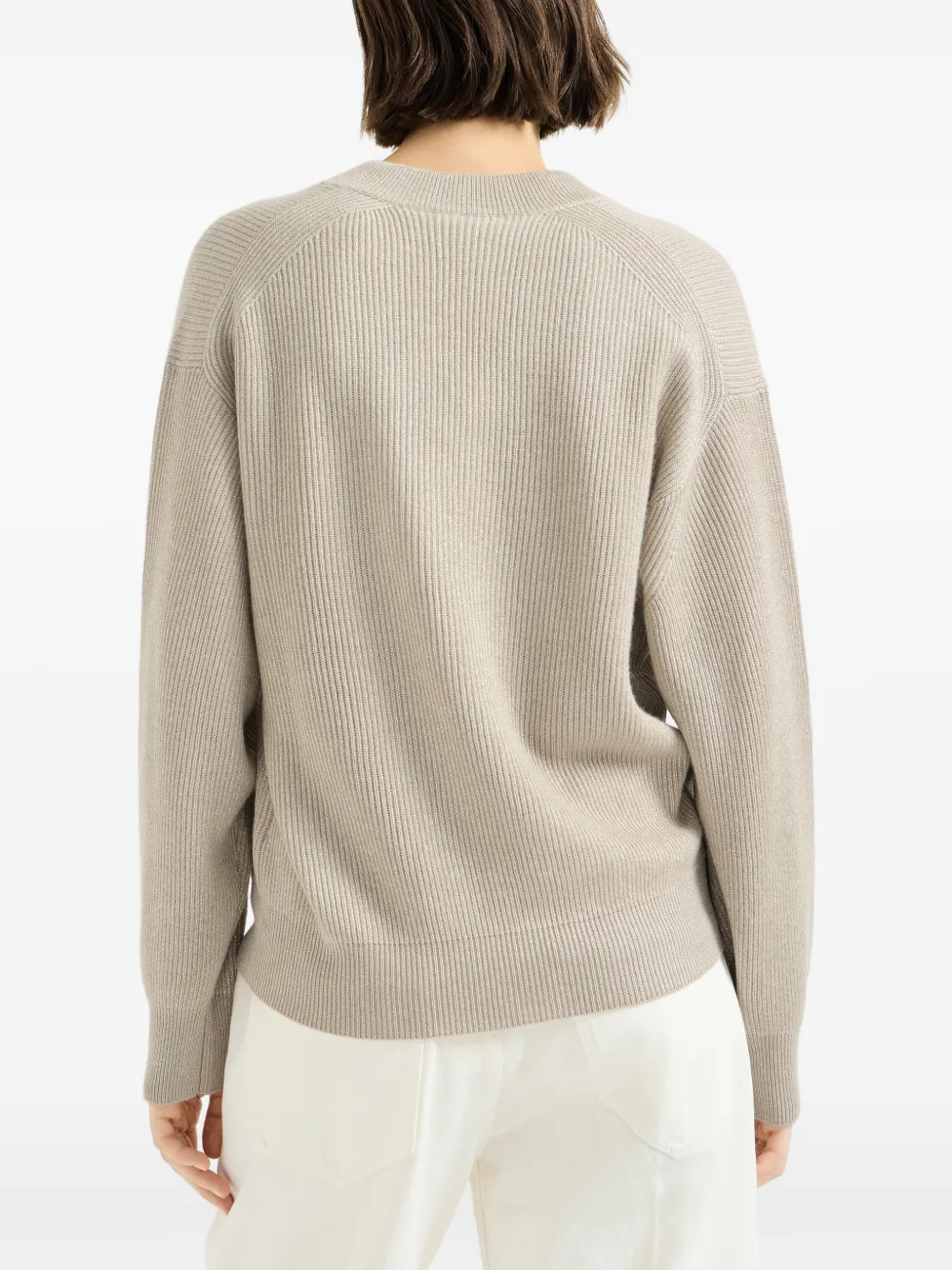 Brunello Cucinelli sparkling cashmere English-rib cardigan Beige
