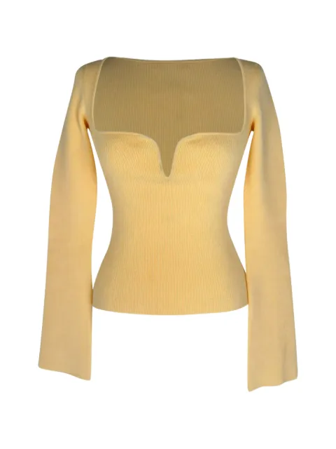 Galvan London sweetheart neckline long-sleeve crop top