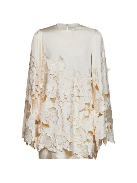 Costarellos floral-embroidered scalloped tunic