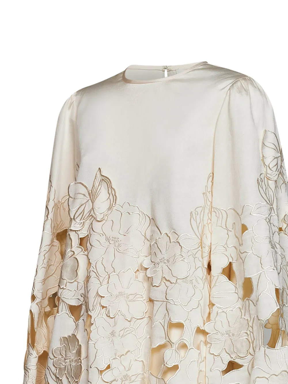 Costarellos Gewelfde top met geborduurde bloemen Beige