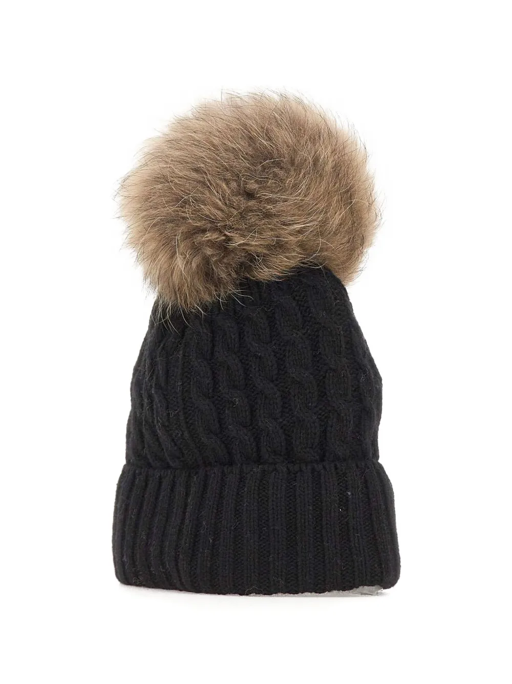 Blauer cable-knit pom-pom beanie hat Zwart