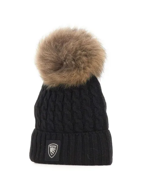 Blauer cable-knit pom-pom beanie hat