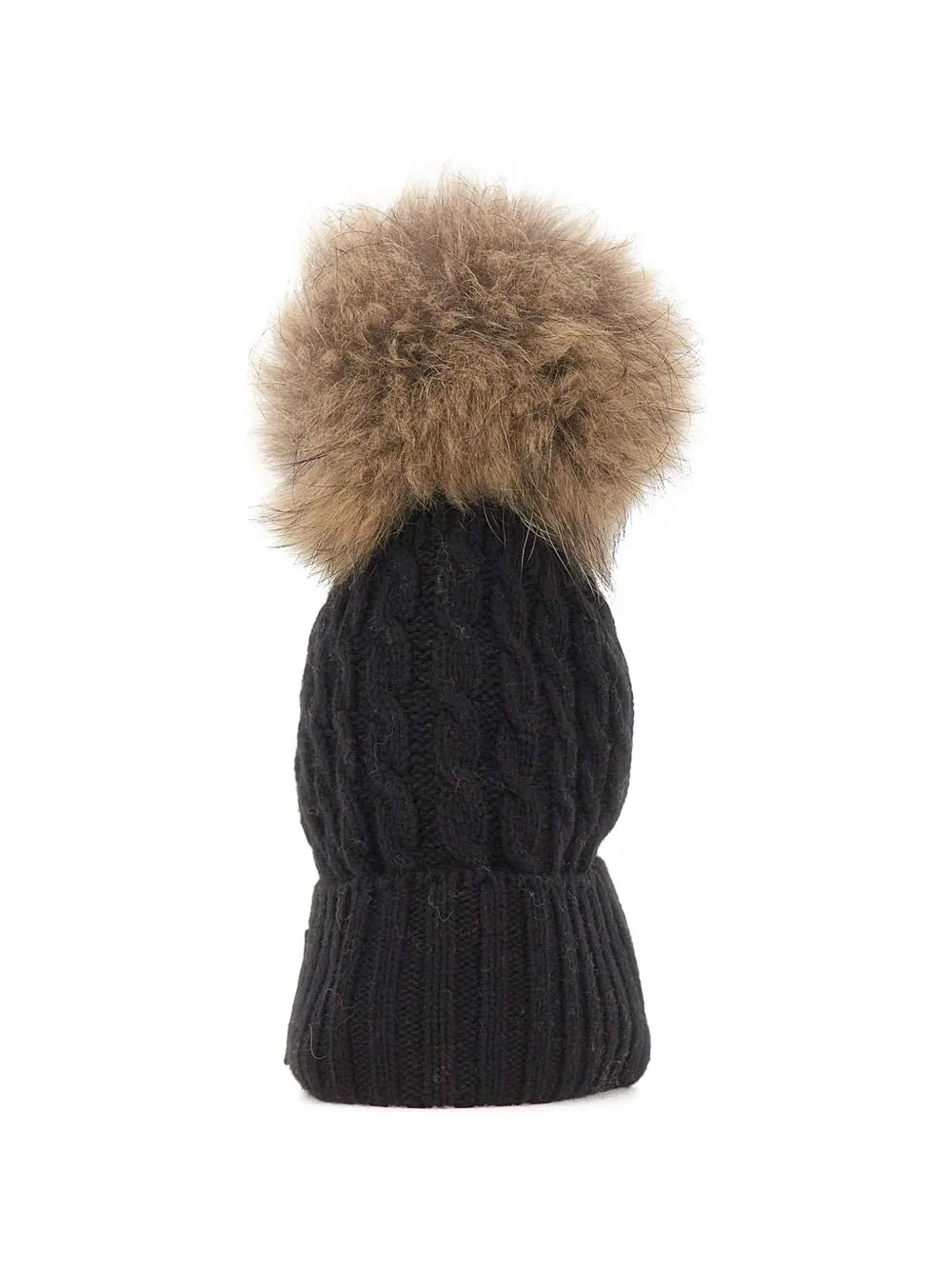 Blauer cable-knit pom-pom beanie hat Zwart