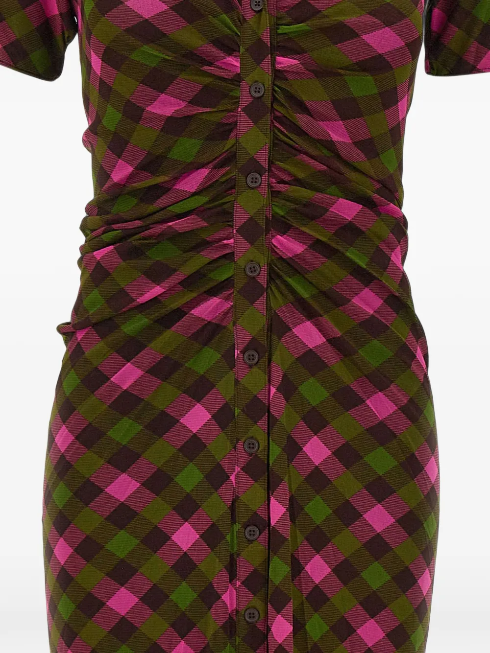 DVF Diane von Furstenberg Zoey reversible ruched midi dress Groen