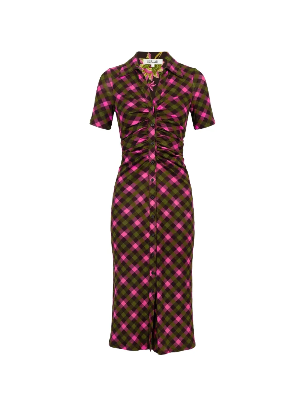 DVF Diane von Furstenberg Zoey reversible ruched midi dress Groen