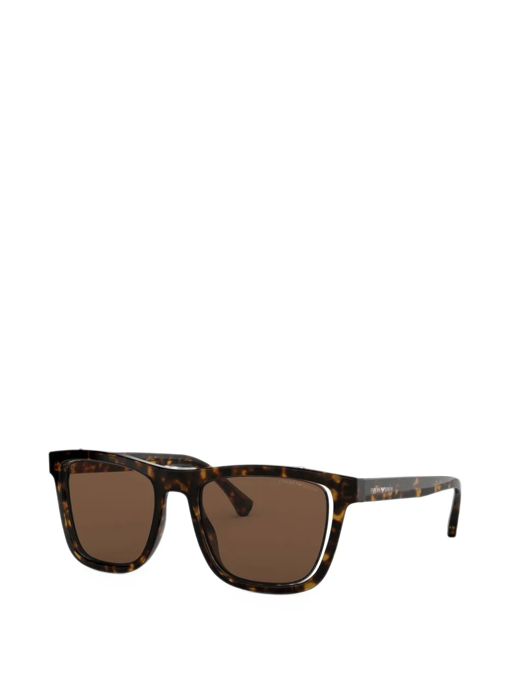Emporio Armani tortoiseshell-effect rectangle-frame sunglasses Bruin