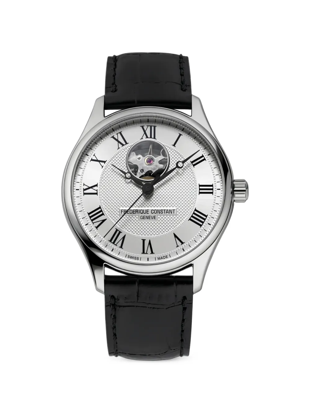 Frederique Constant Classics Quartz Chronograph Triple Calendar croc-effect leather-strap 40mm watch - Bianco