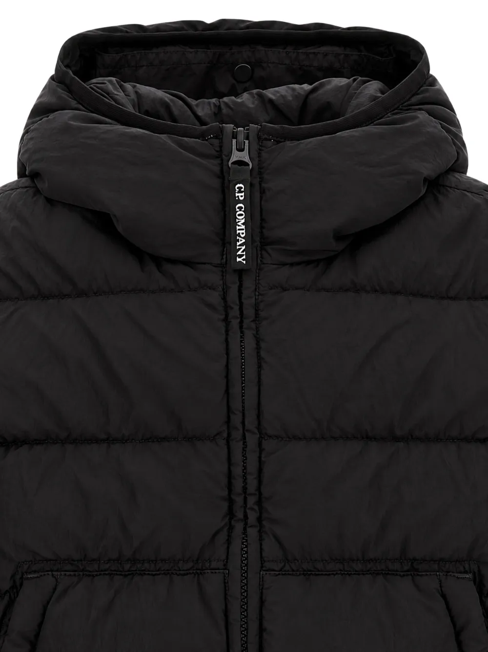 C.P. Company Kids quilted hooded jacket Zwart