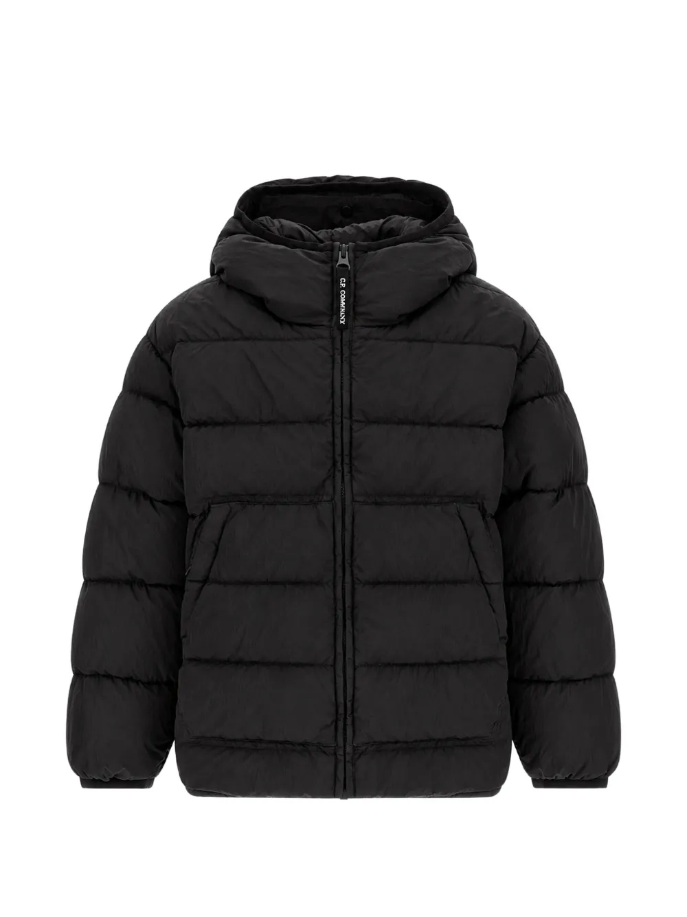 C.P. Company Kids quilted hooded jacket Zwart