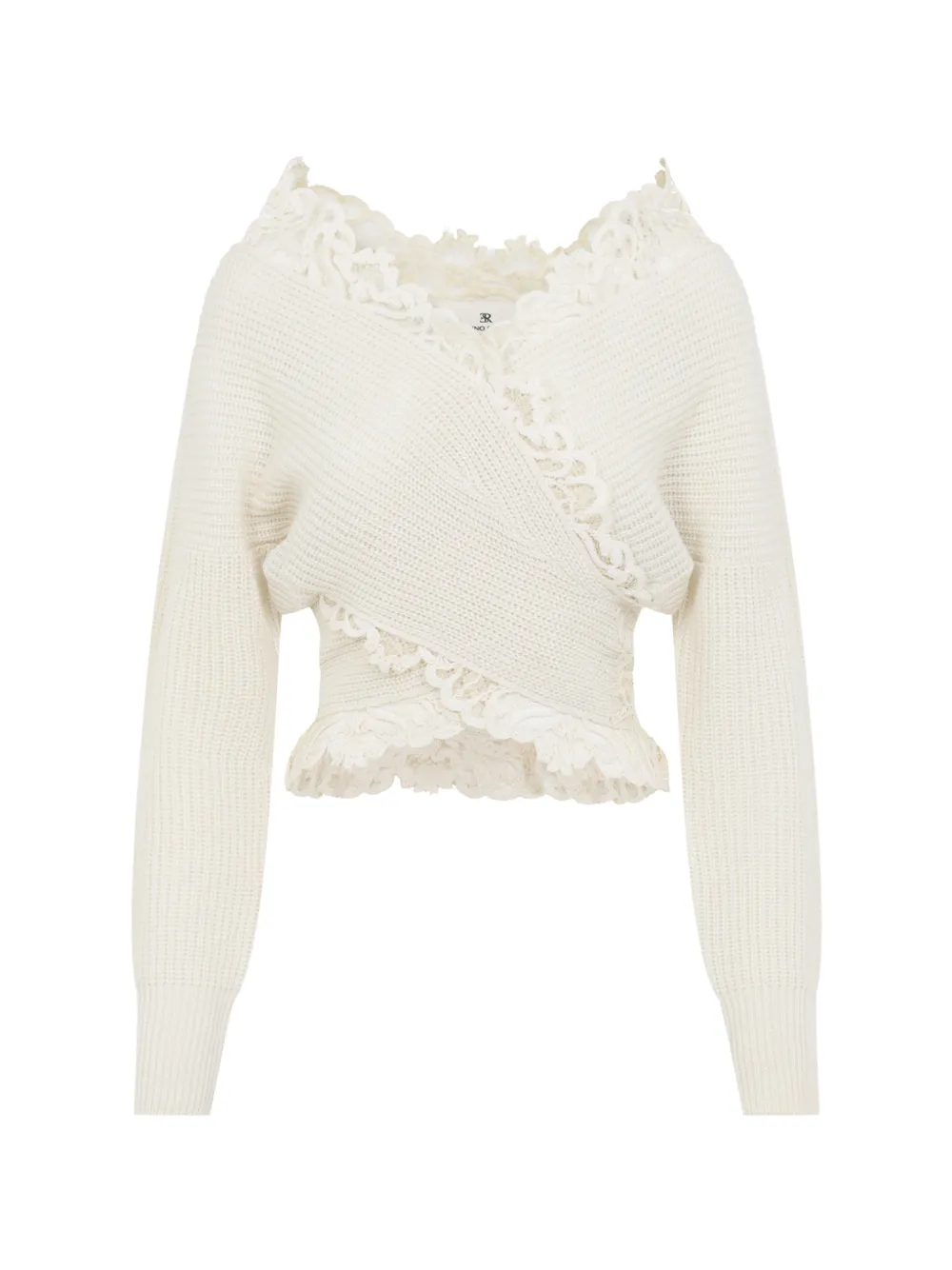 Ermanno Scervino lace-trim wrap sweater - Nude