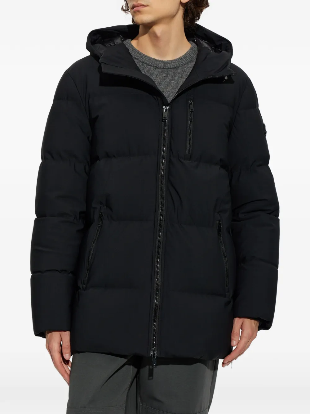 Moose Knuckles Soho 3Q quilted hooded jacket Zwart