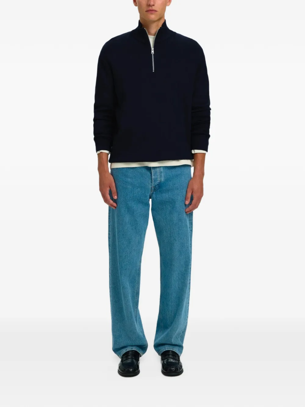 SELECTED Teller half-zip sweater Blauw