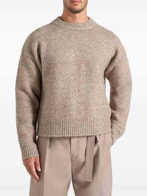 Manière De Voir KW001 in beige brushed wool-blend knit signature sweater
