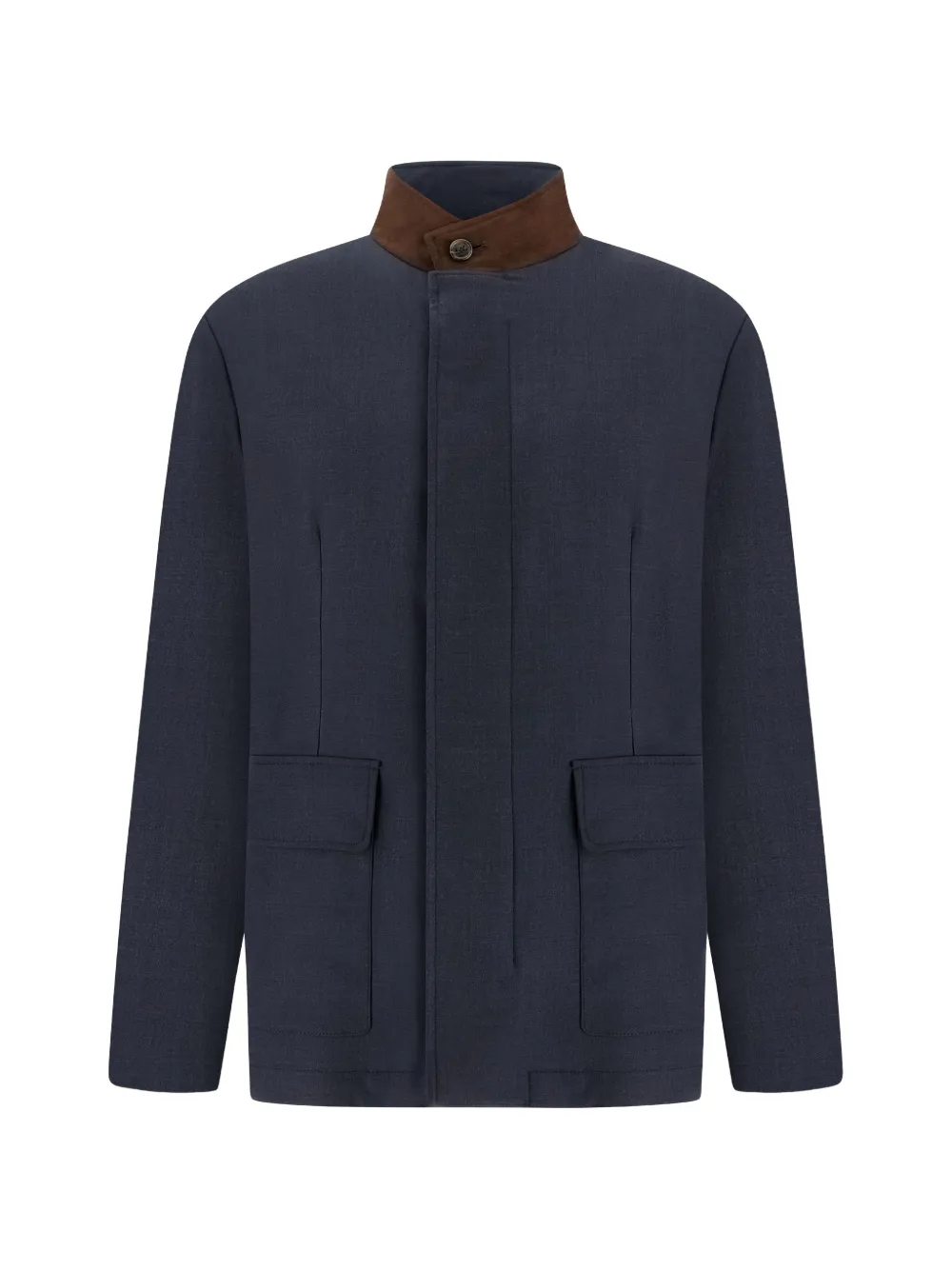 Paul & Shark suede-trim wool coat - Blu