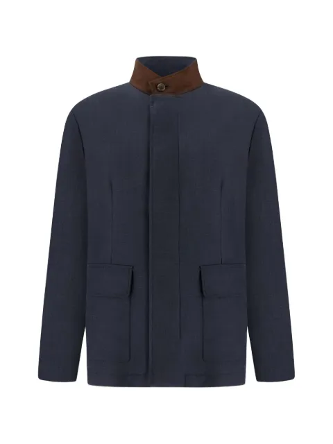 Paul & Shark suede-trim wool coat