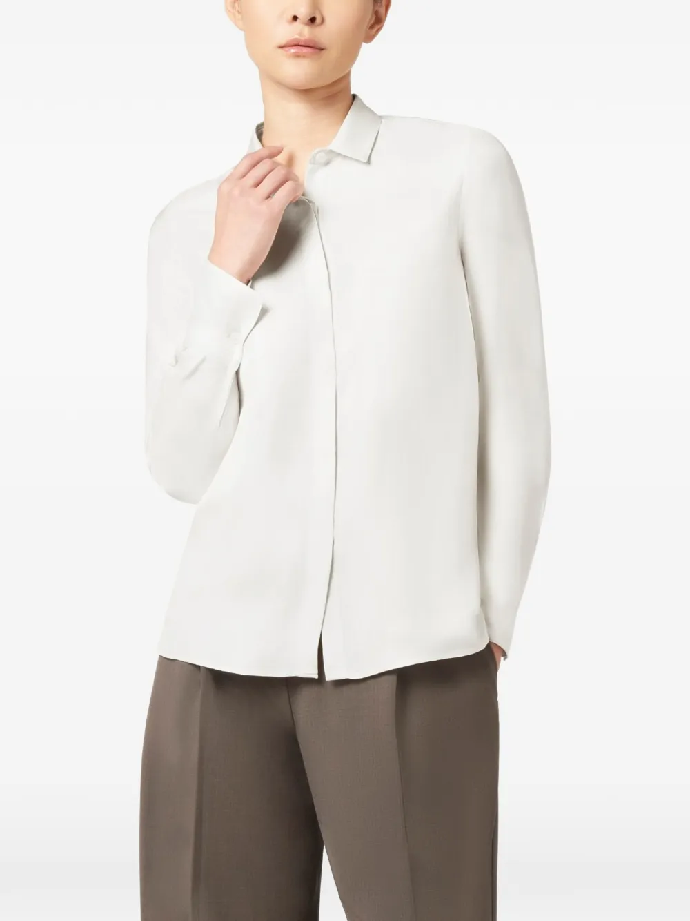 Paul & Shark silk twill long-sleeve shirt Wit
