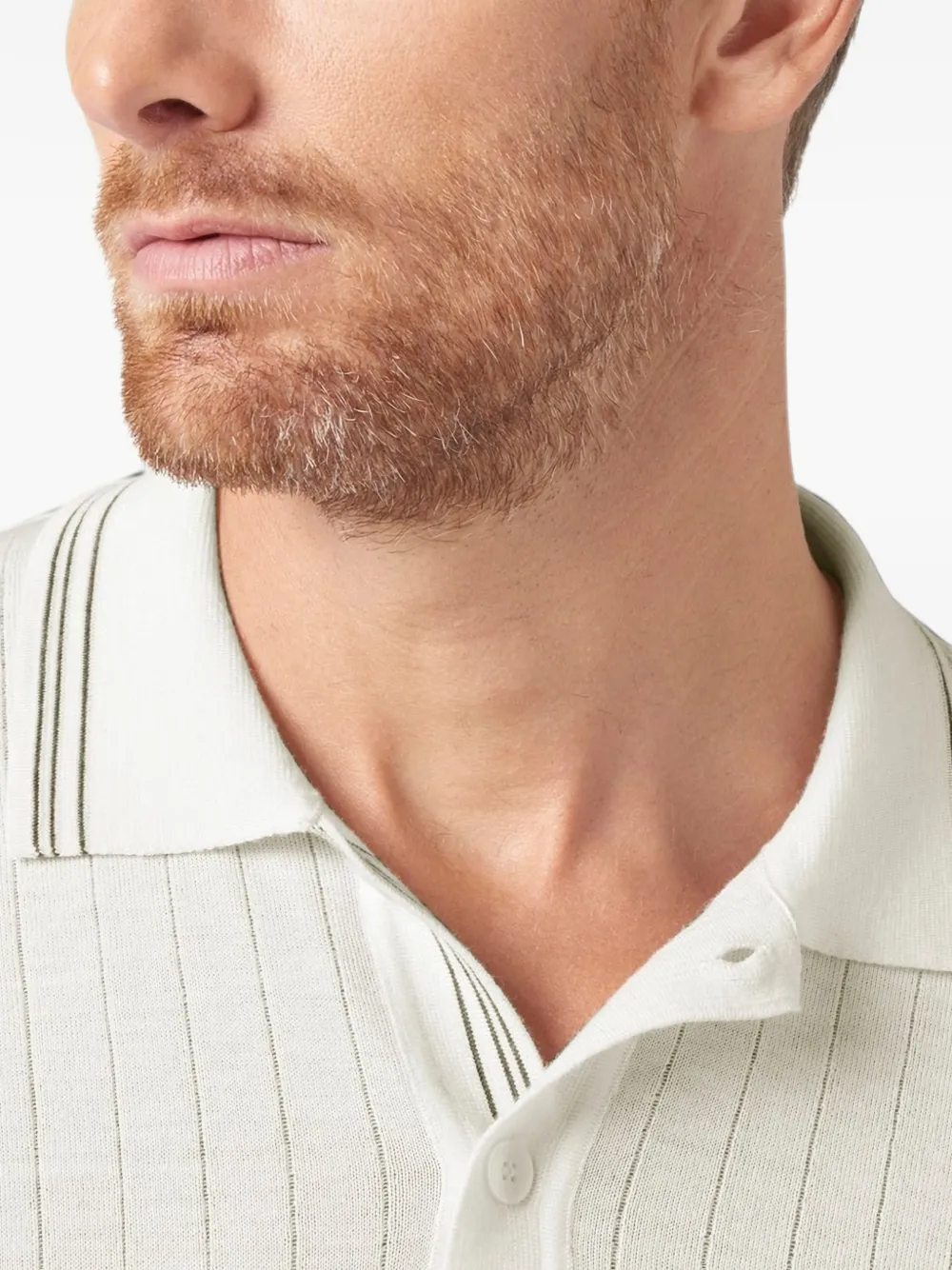 Paul & Shark striped-trim ribbed-knit polo shirt Beige
