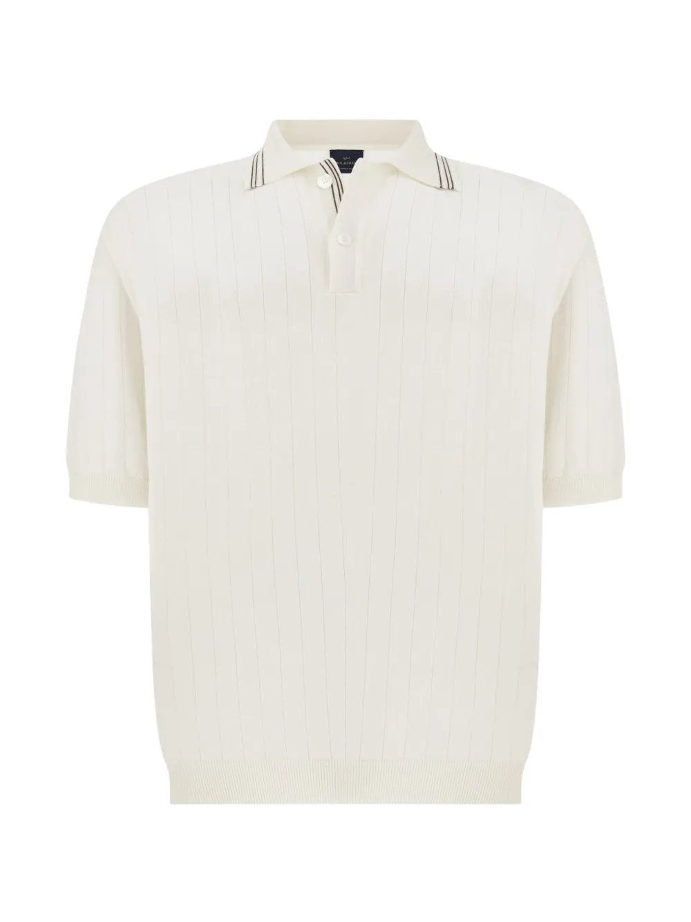 Paul & Shark striped-trim ribbed-knit polo shirt Beige