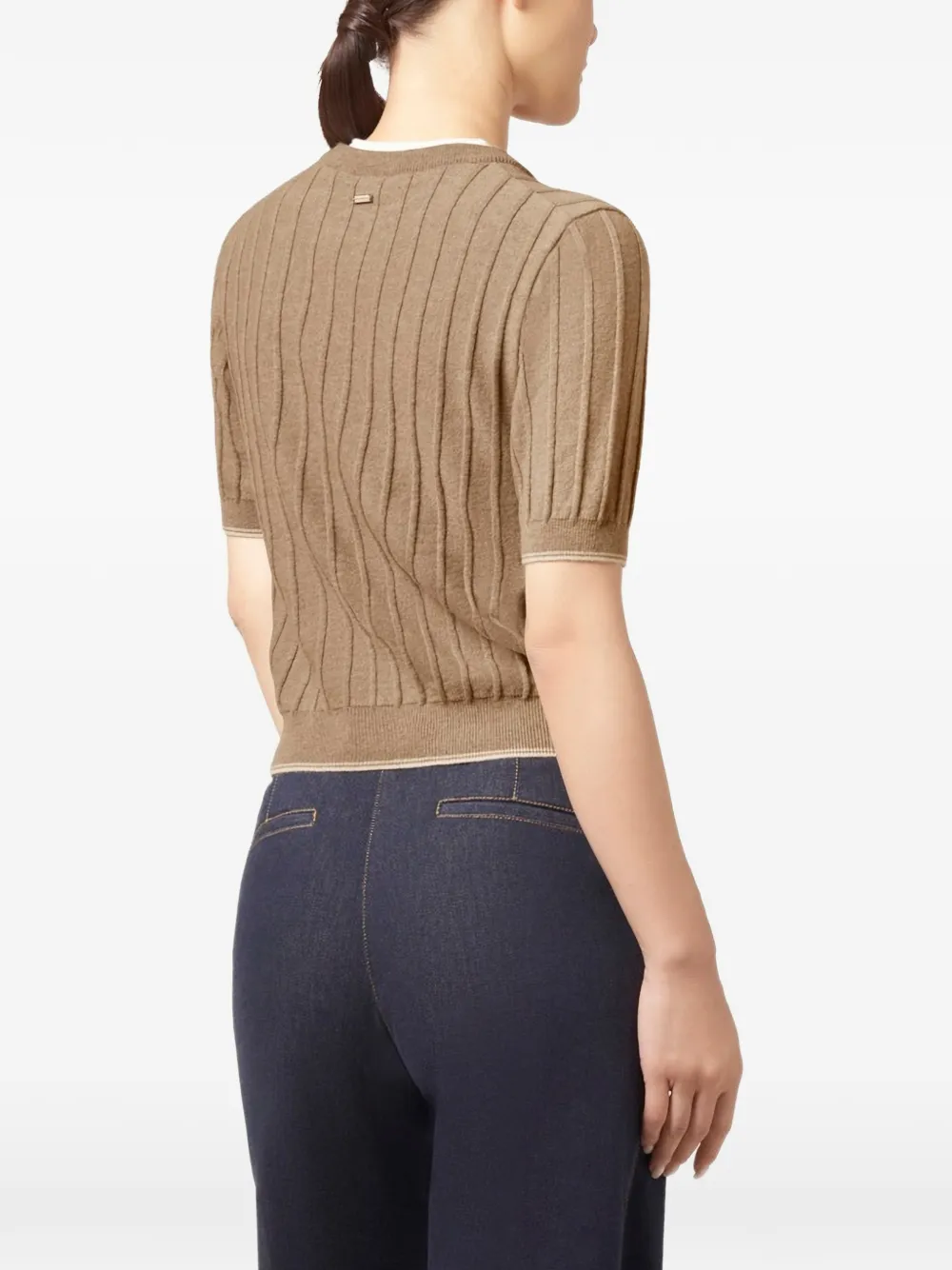 Paul & Shark ribbed-knit short-sleeve sweater Bruin
