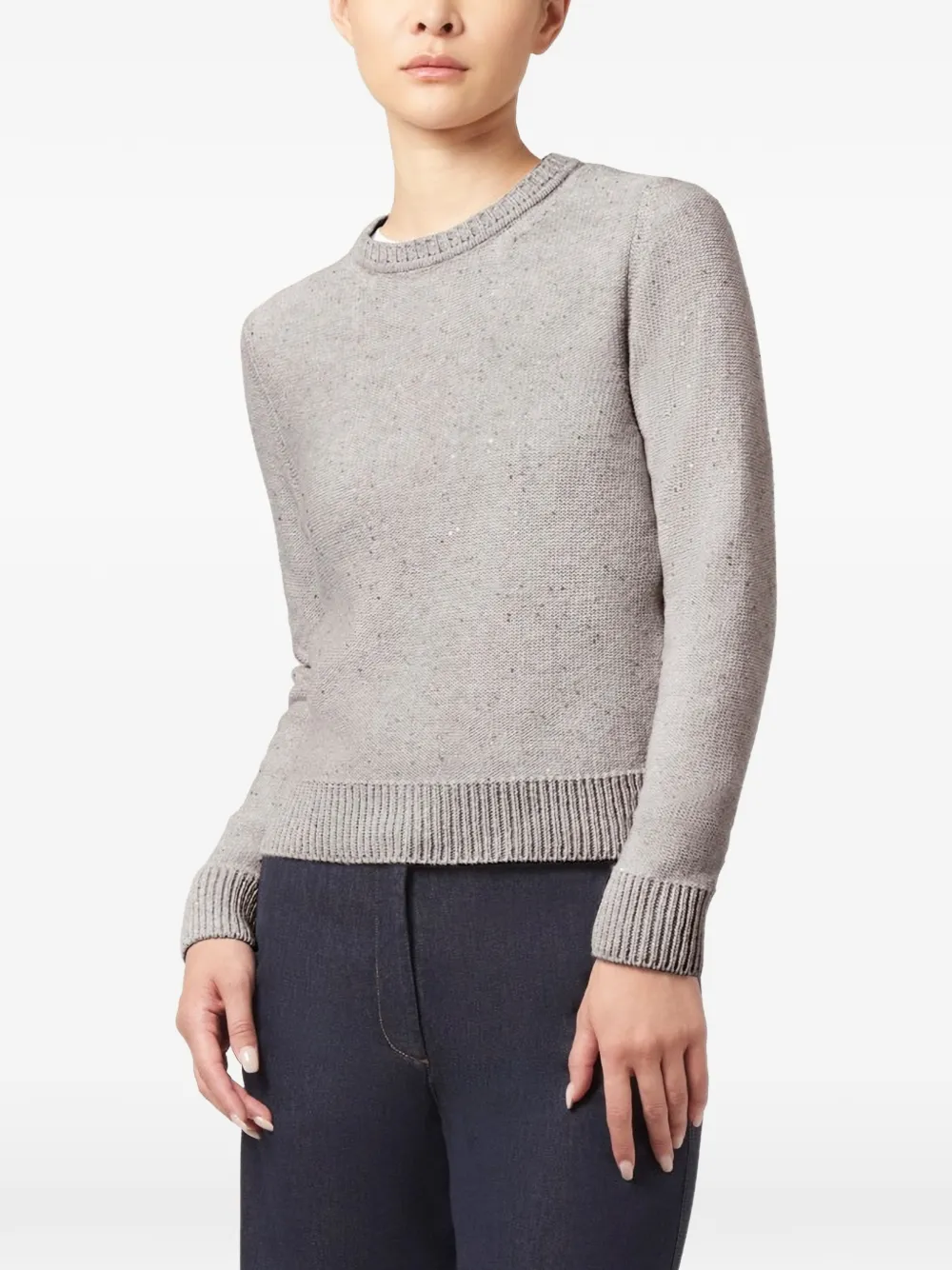 Paul & Shark sequin-embellished crew-neck sweater Grijs