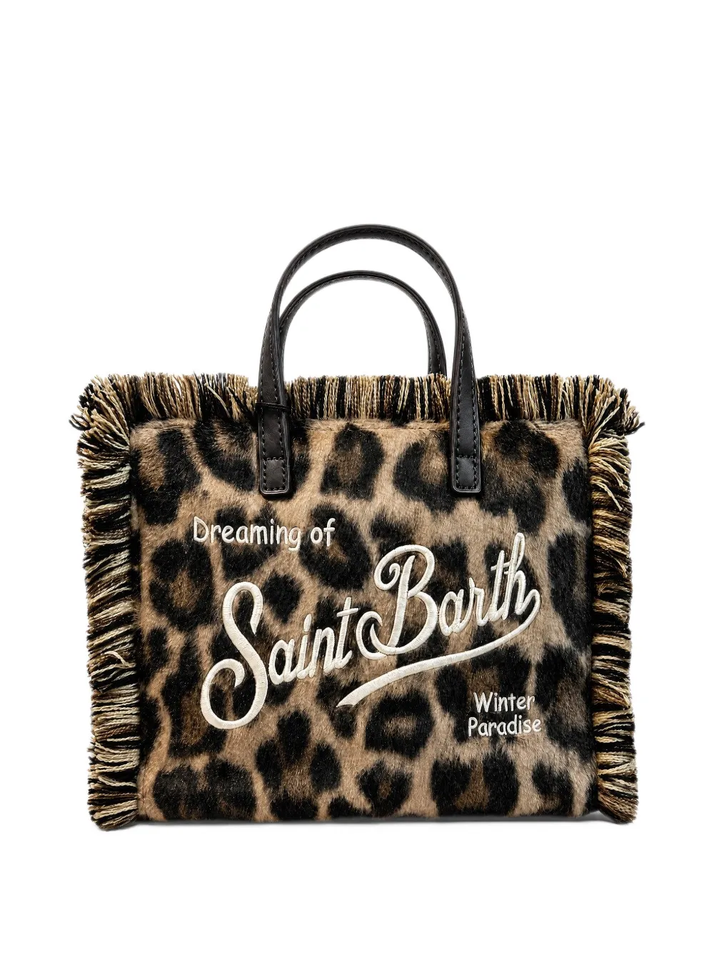 MC2 Saint Barth Mini Vanity leopard-print fringed tote bag Bruin