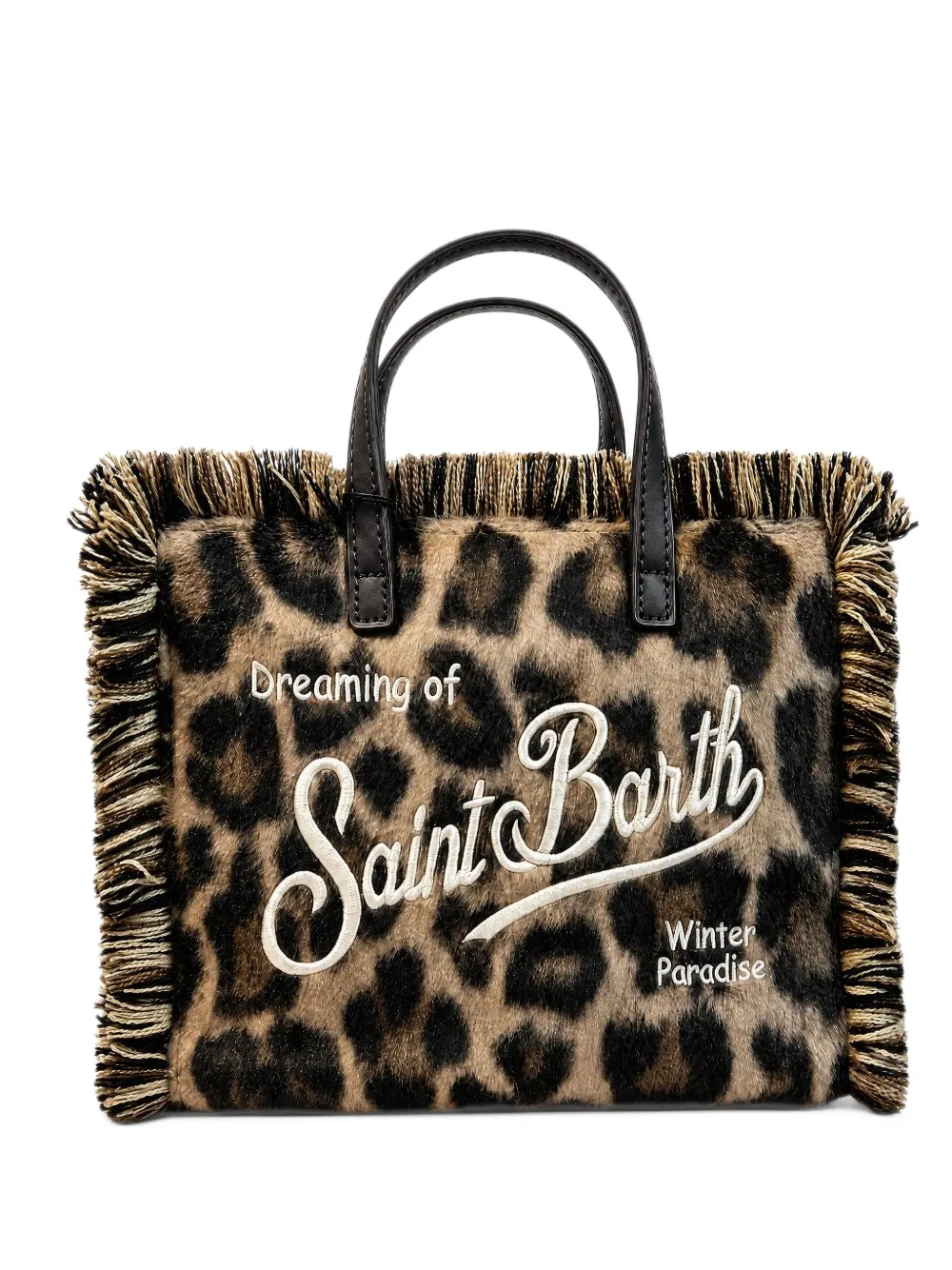 MC2 Saint Barth Mini Vanity leopard-print fringed tote bag Bruin