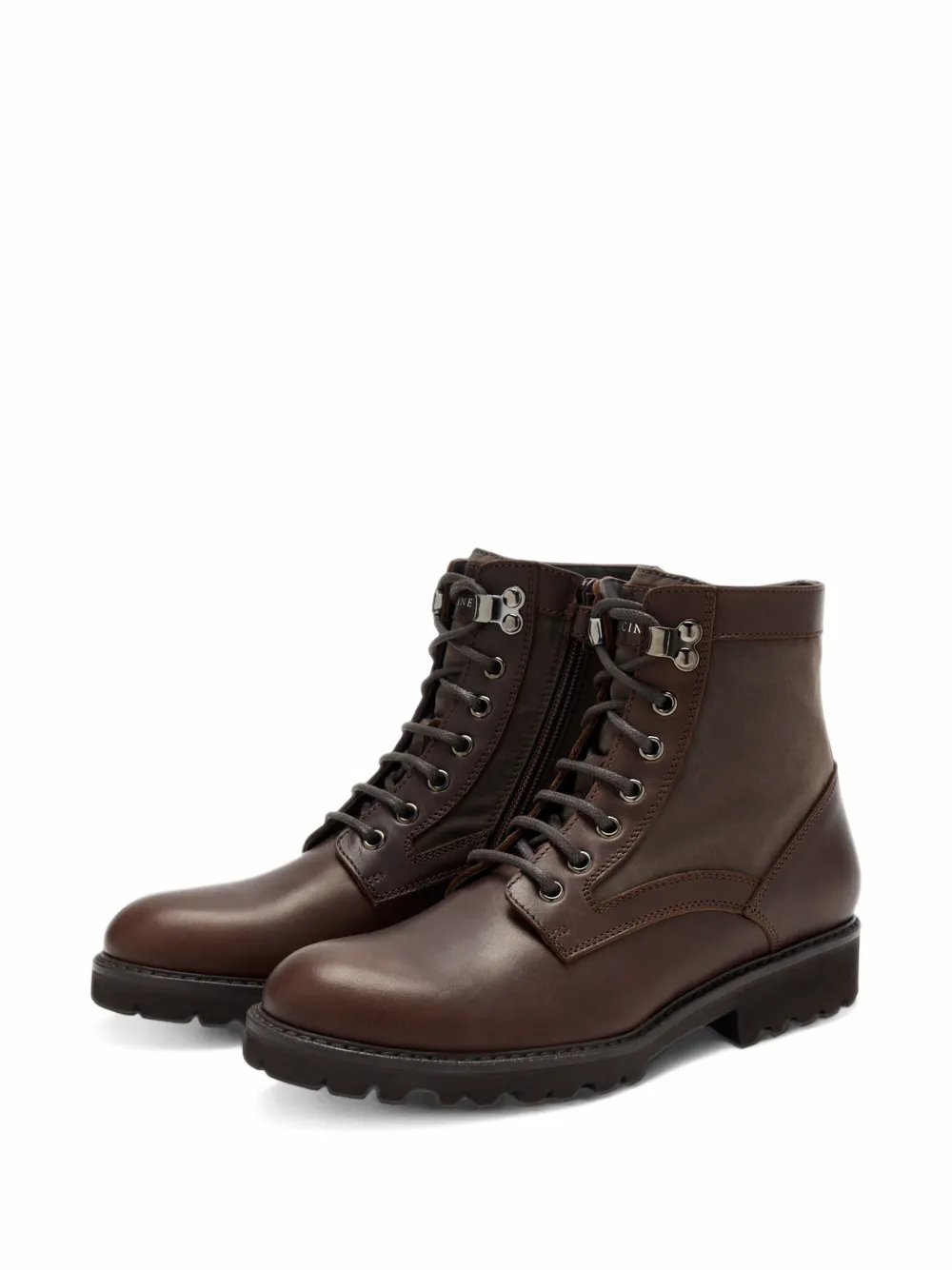Brunello Cucinelli Kids lace-up leather boots - Marrone