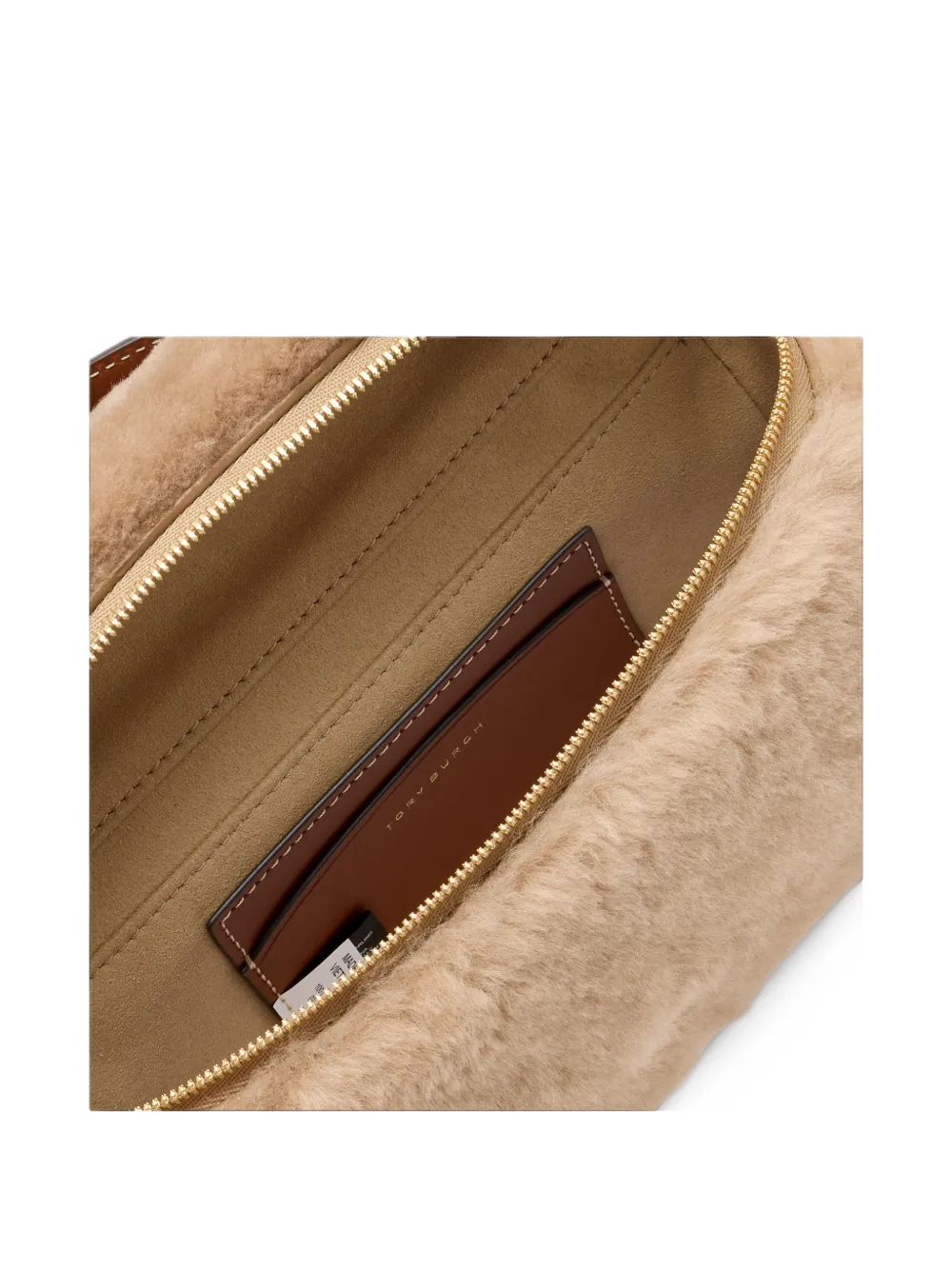 Tory Burch Romy shearling Slim Top Handle bag Beige