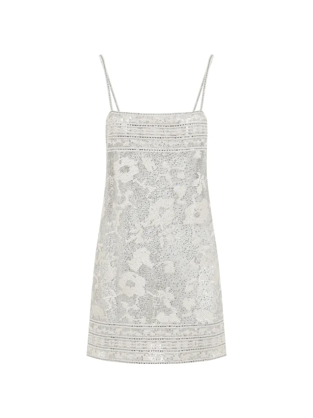 Ermanno Scervino sequin-embellished floral-embroidered mini dress Wit