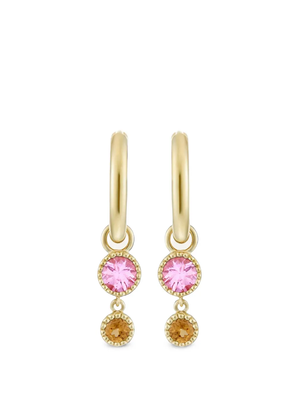 Dinny Hall gemstone-embellished drop hoop earrings - Or