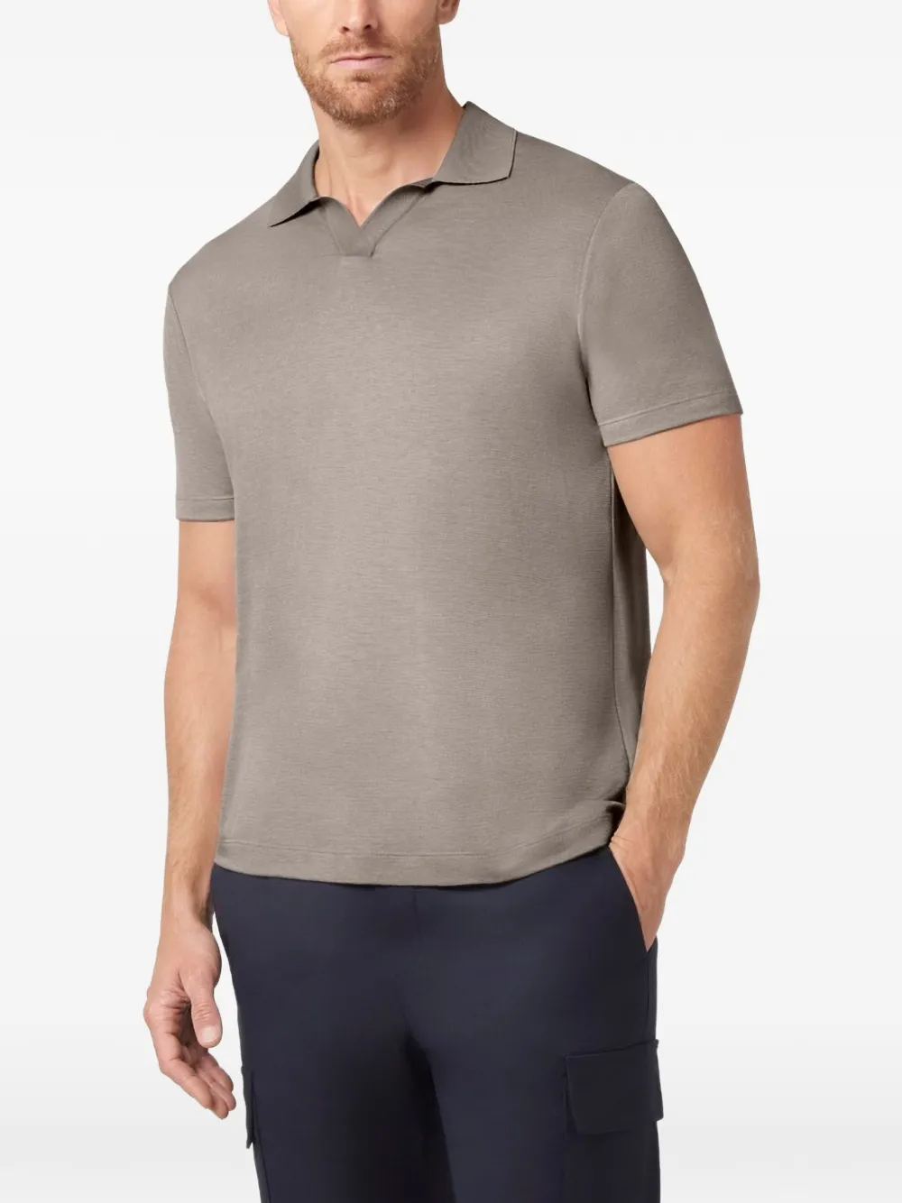 Paul & Shark T-shirt met polokraag en V-hals Grijs