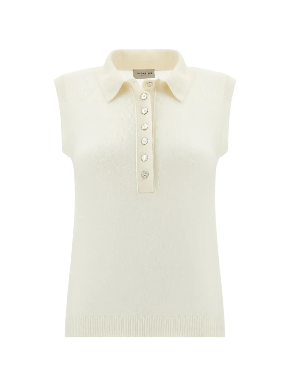 Paul & Shark Sleeveless Knitted Polo Shirt In Nude