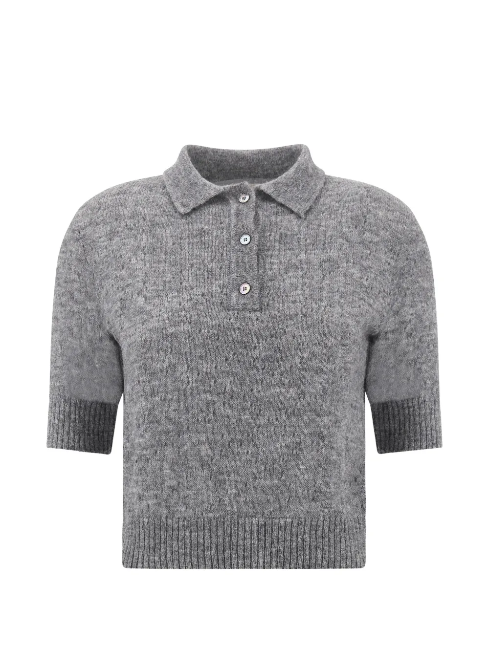 Paul & Shark Short-sleeve Knit Polo Shirt In Gray