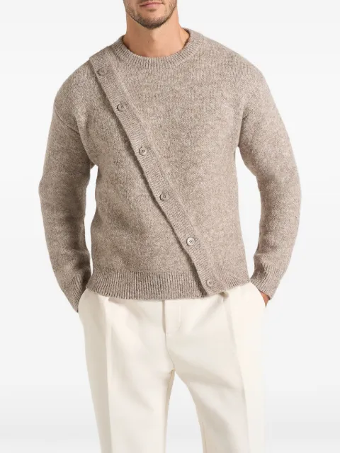 Manière De Voir Theo in taupe asymmetric brushed wool-blend knit sweater