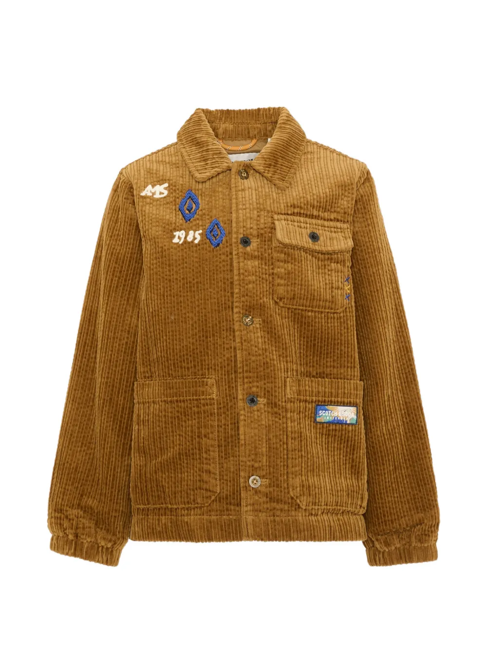 Scotch & Soda Kids embroidered corduroy jacket - Braun