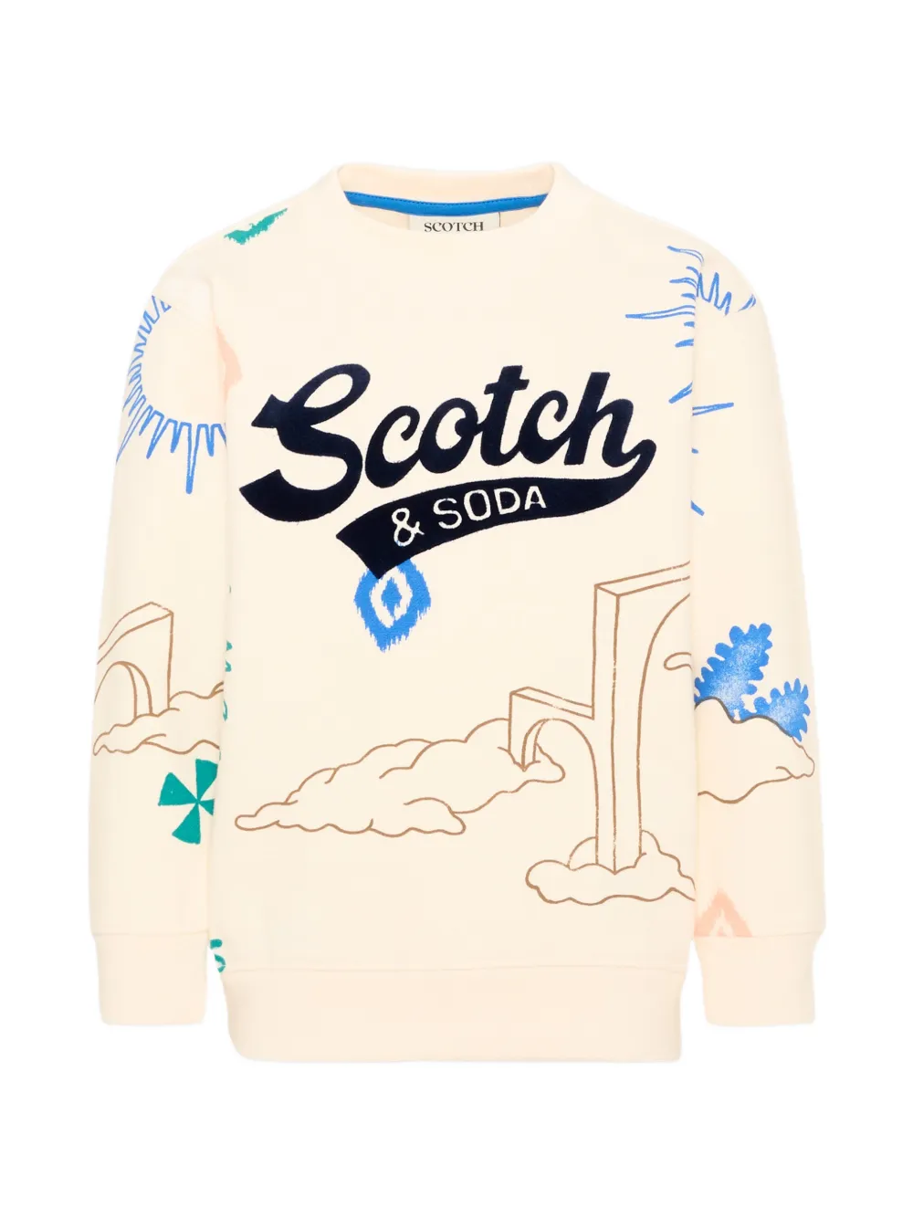 Scotch & Soda Kids graphic-print sweatshirt Beige