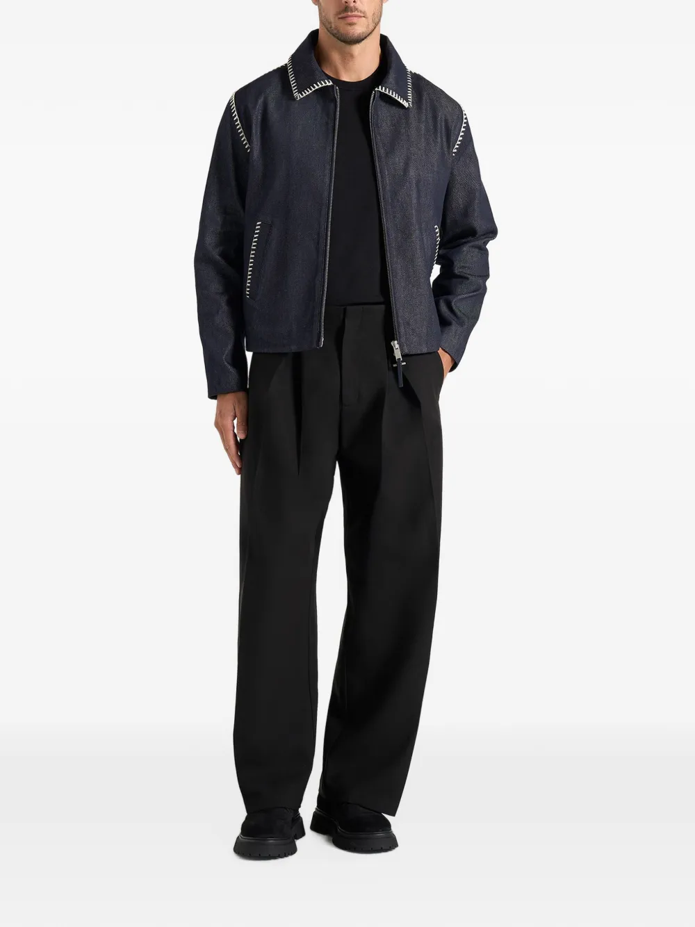 Manière De Voir Alex in indigo whipstitch boxy denim jacket - Blu