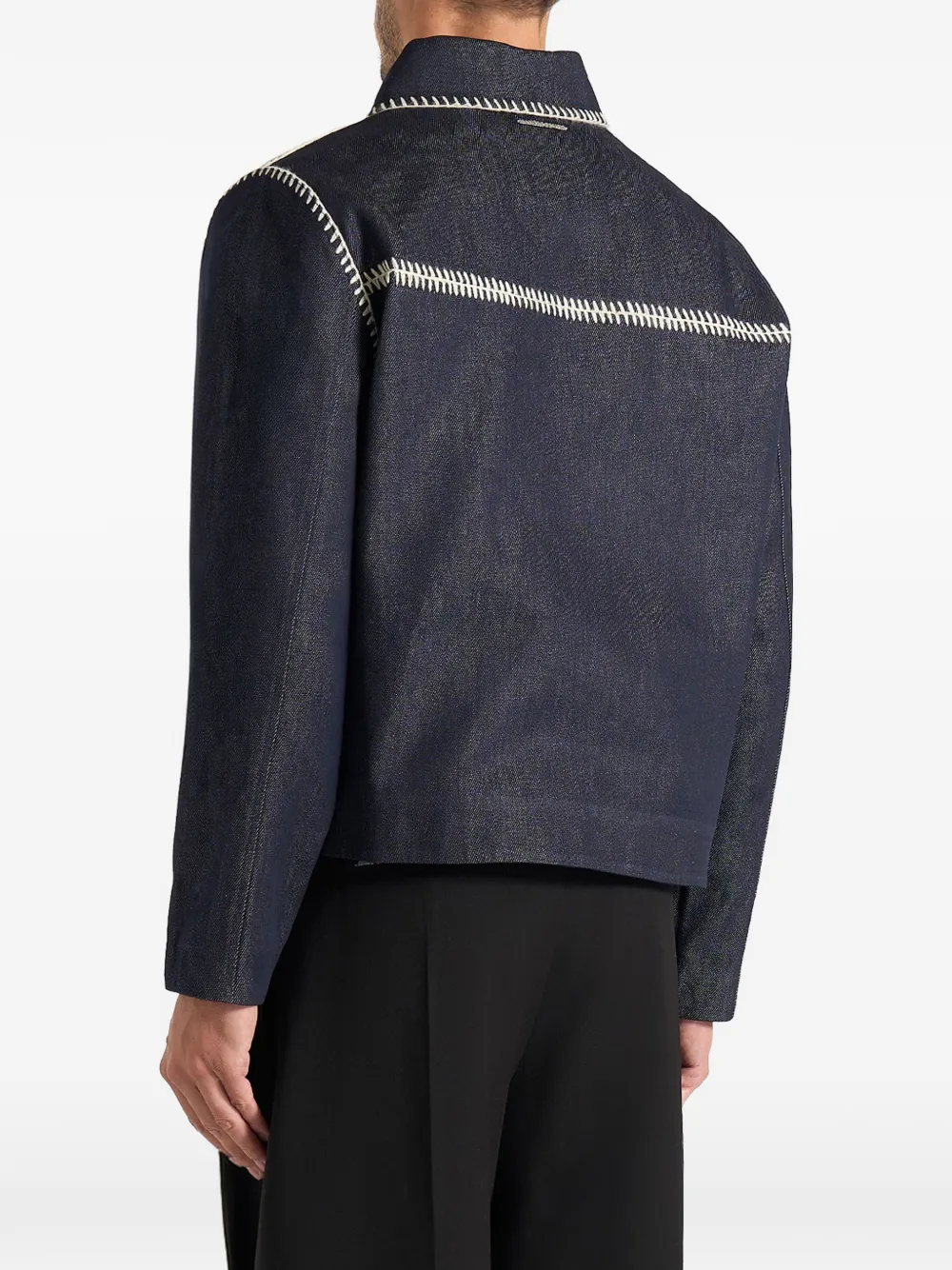 Manière De Voir Alex in indigo whipstitch boxy denim jacket Blauw