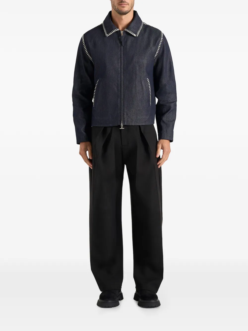 Manière De Voir Alex in indigo whipstitch boxy denim jacket Blauw
