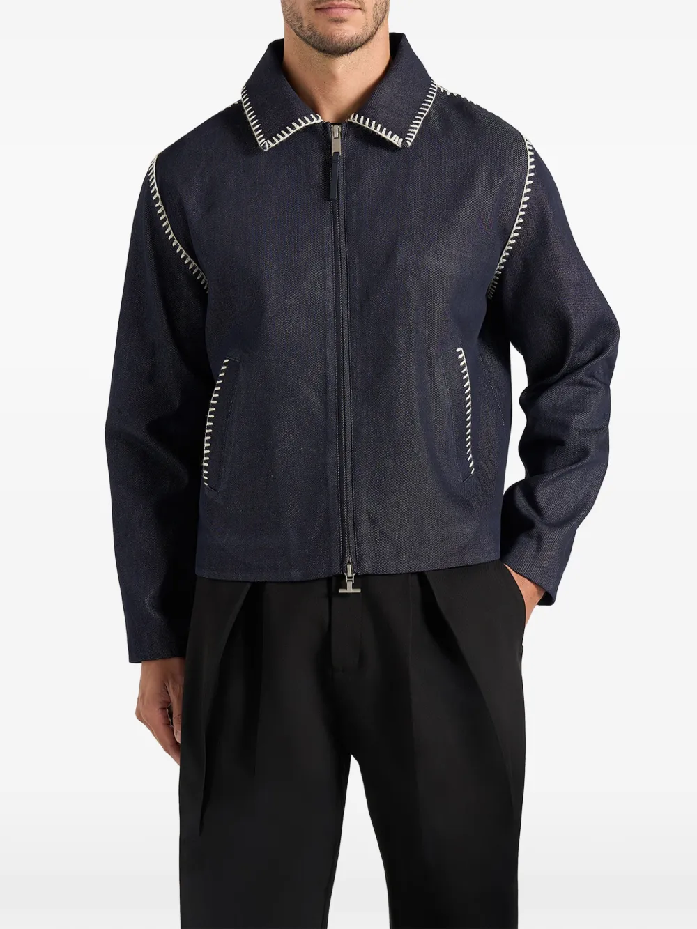 Manière De Voir Alex in indigo whipstitch boxy denim jacket - Blau