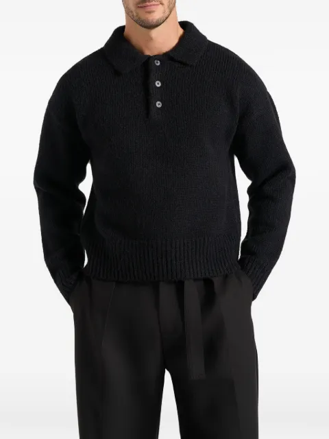 Manière De Voir Finn in black brushed wool-blend polo knit jumper