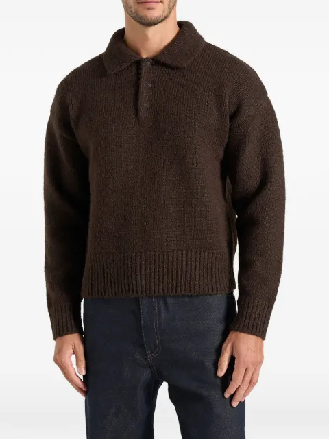 Manière De Voir Finn in brown brushed wool-blend polo knit jumper