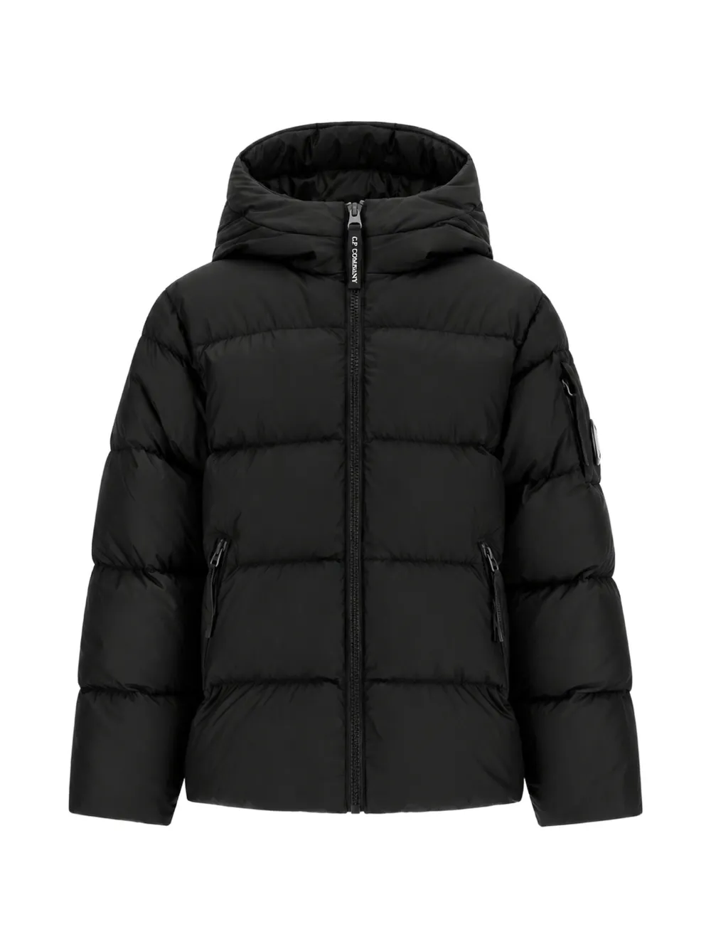 C.P. Company Kids quilted hooded jacket Zwart