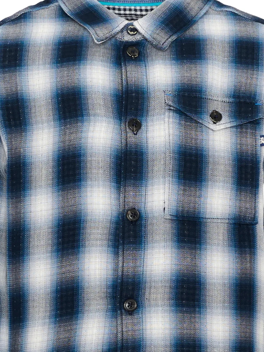 Scotch & Soda Kids check-pattern long-sleeve shirt Blauw