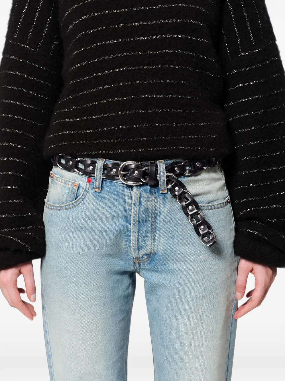 ISABEL MARANT Bali Hook leather belt Zwart