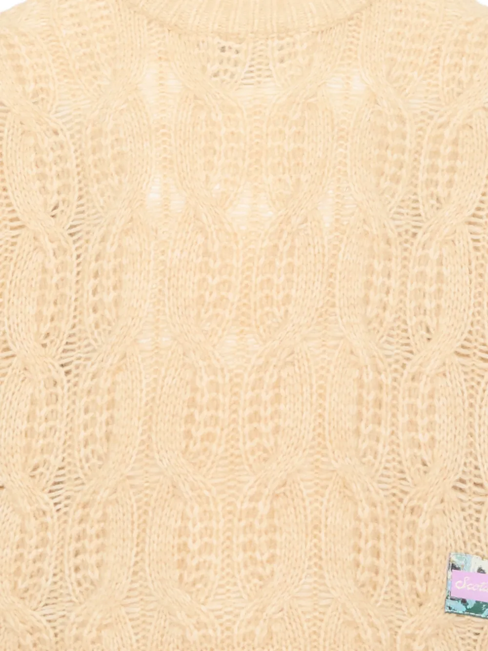 Scotch & Soda Kids cable-knit logo-patch sweater Beige