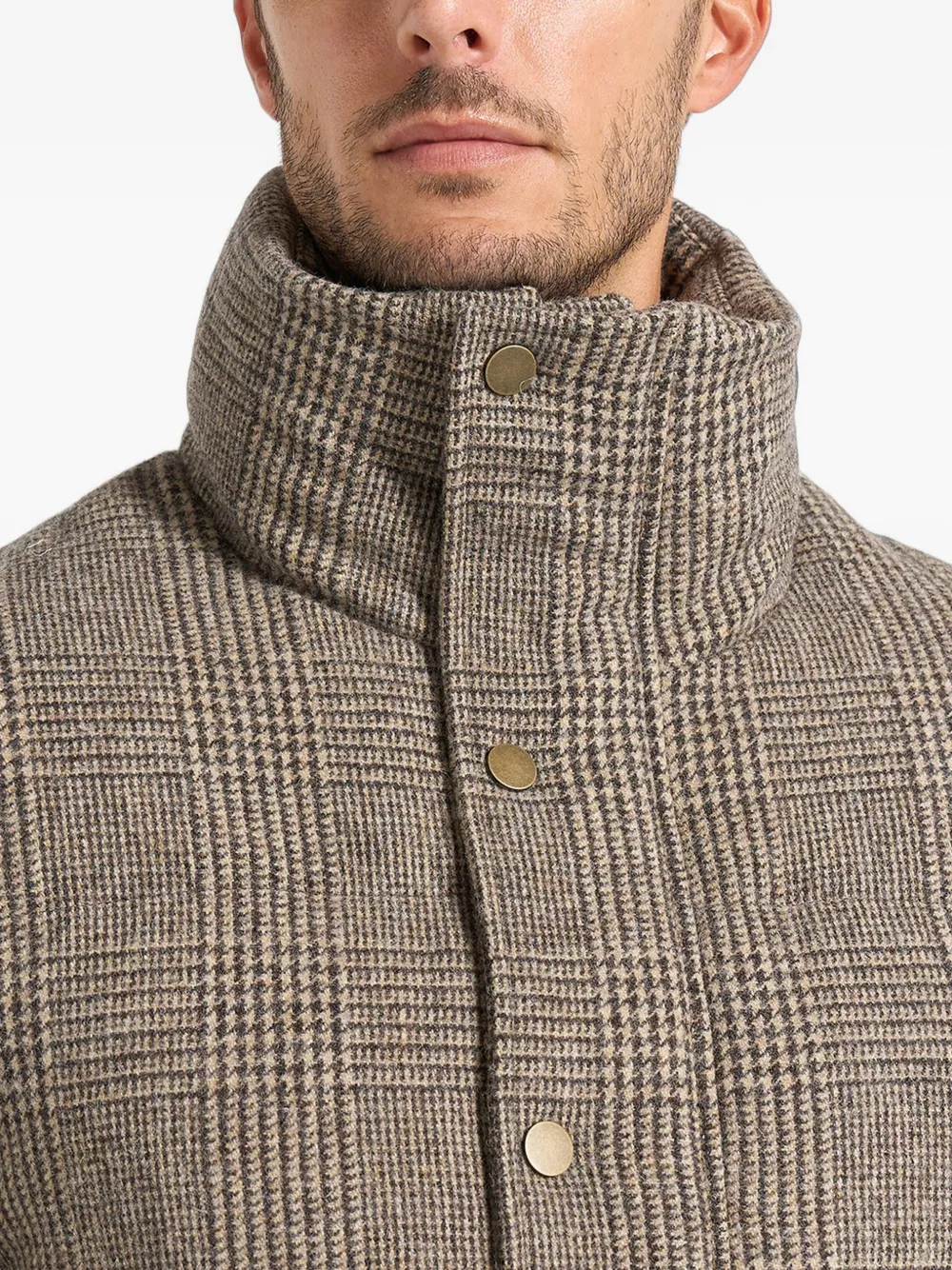 Manière De Voir Tate in brown check wool puffer jacket Bruin