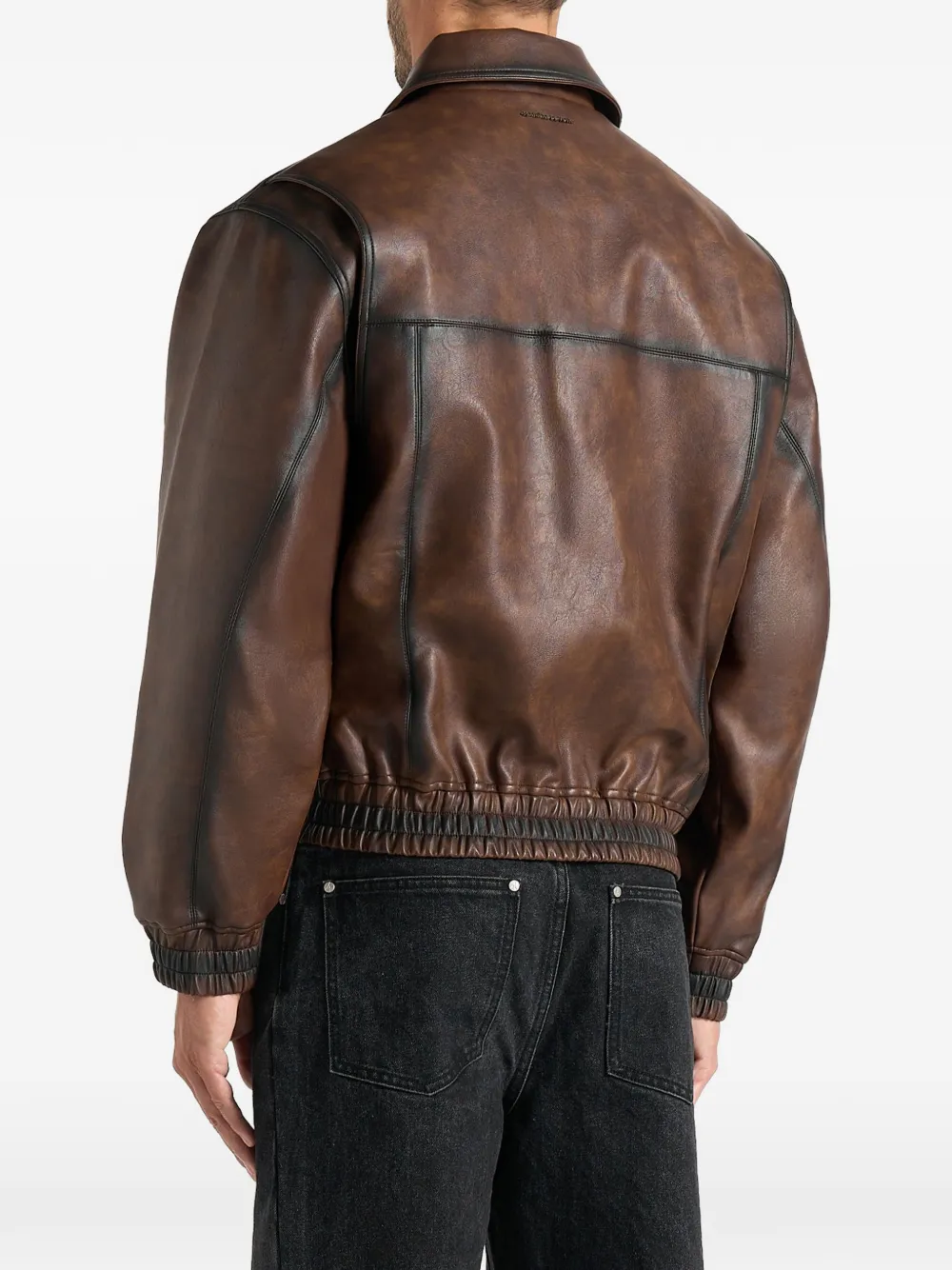 Manière De Voir Clint vintage leren bomberjack Bruin