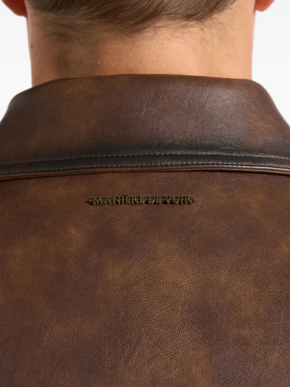 Manière De Voir Clint vintage leren bomberjack Bruin